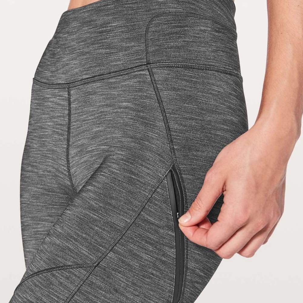 Lululemon Rain-On Train-On Tight in Heathered Black